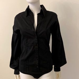 Maeva Top Blouse Bodysuit Made in Italy Black Long Sleeve